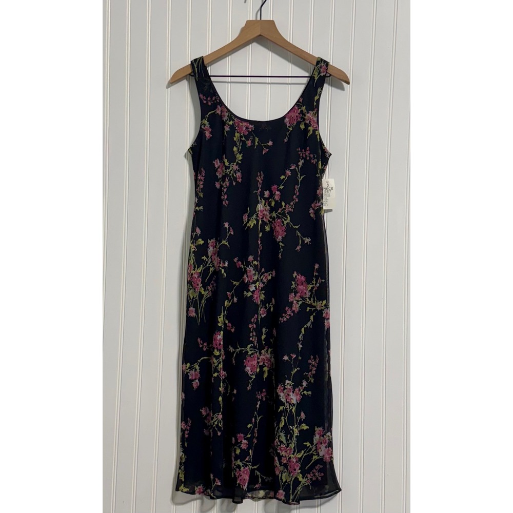 NWT VTG 90s Positive Attitude Sheer Floral Slip Dress 10 Whimsigoth Fairy Y2K - Picture 2 of 7